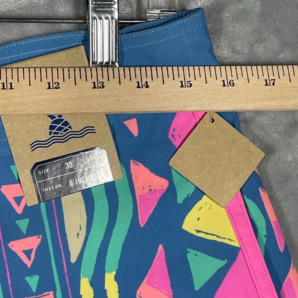 Chubbies The Long Timers Boardshorts Mens 30 Blue Neon 90s Retro 6 Inseam NEW